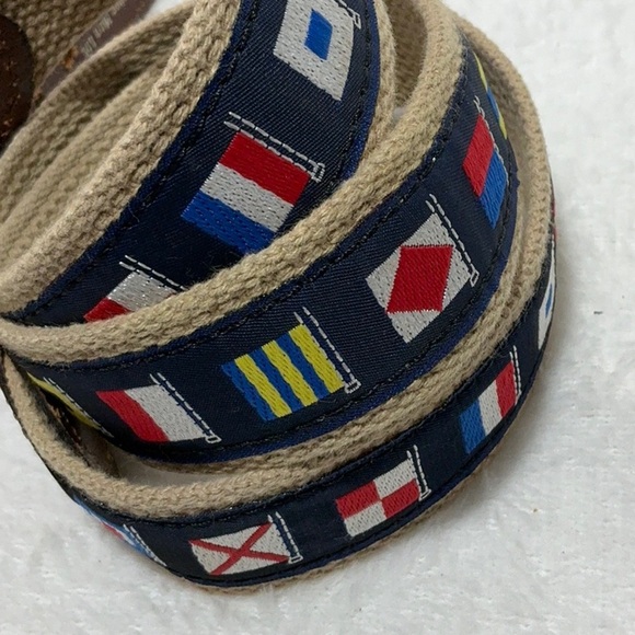 Nautical Flag Pattern Leather & Woven Belt - Picture 1 of 8